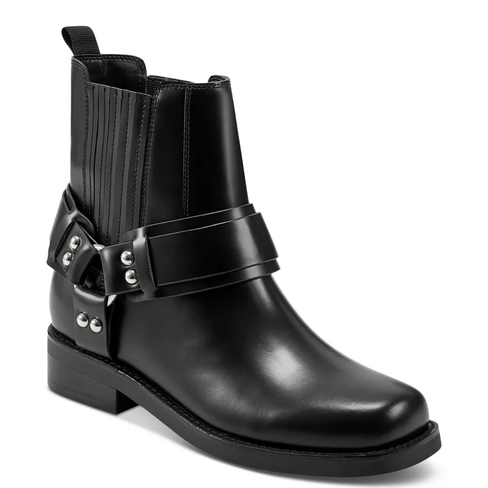 Marc Fisher Black Ankle Boots with Studded Strap